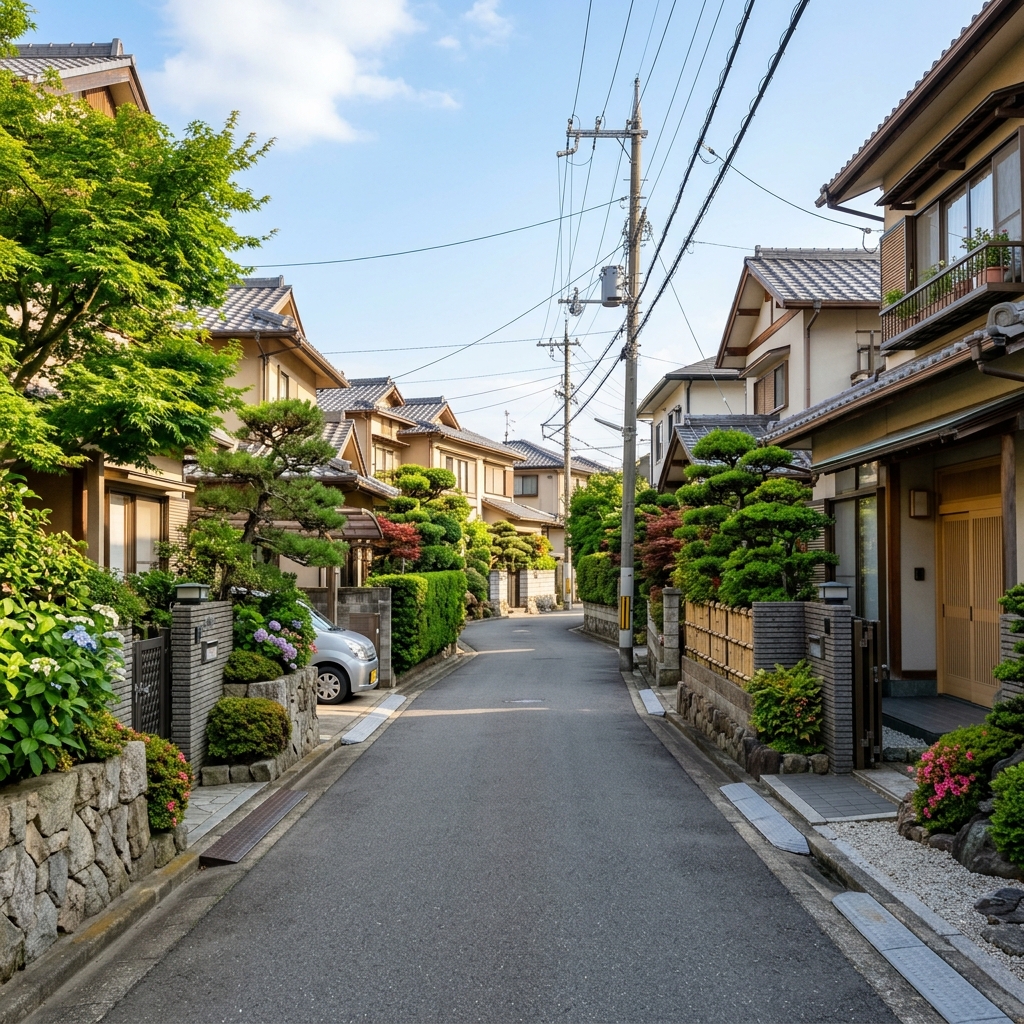 住宅街と庭木のイメージ